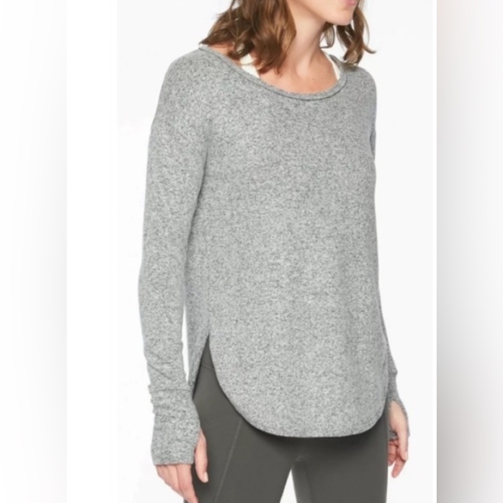 Athleta Lombard, long sleeve, Heather Gray top tunic extra small. oversized
